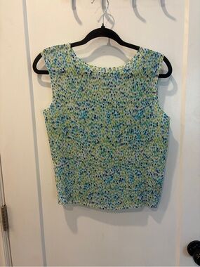 Vintage Y2K Sleeveless Green & Blue polkadot top